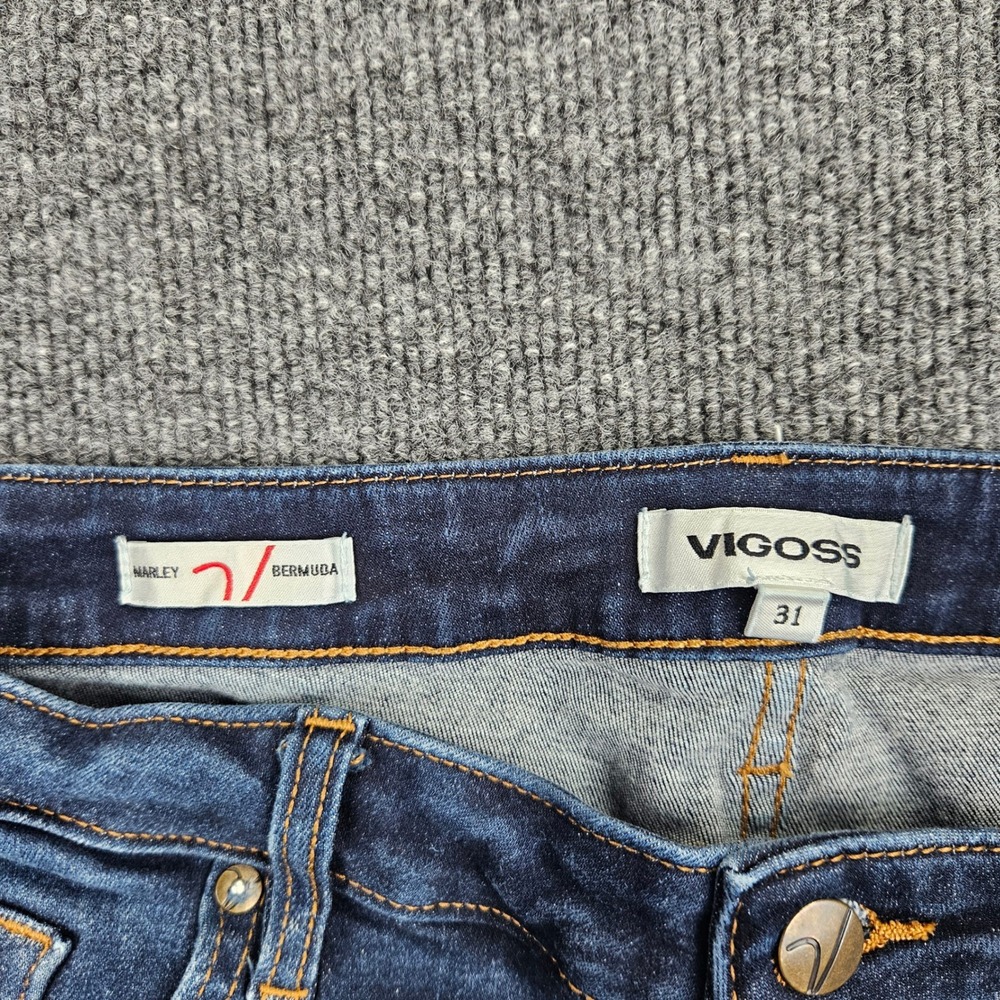 Vigoss Marley Bermuda Shorts Women's 31 Dark Wash Distressed Denim Mid Rise 7" - Picture 2 of 8